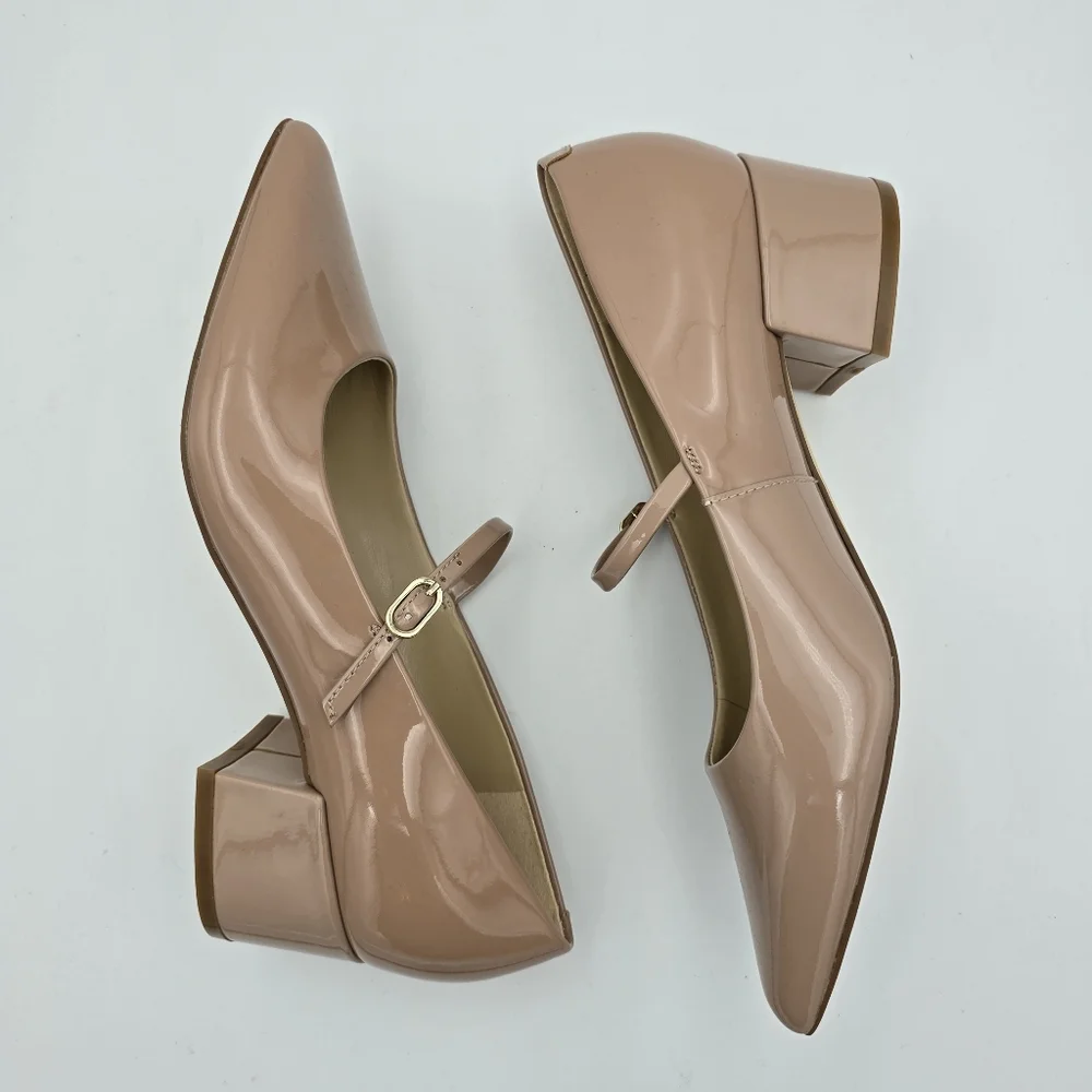 Marc Fisher LTD Luccie Mary Jane Pumps, Light Natural Patent Leather, Wmn's 5.5M - Picture 10 of 13